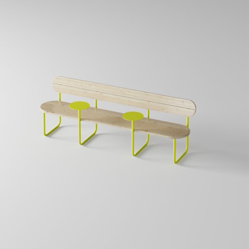 kiinteistökaluste penkki teräksestä ja lehtikuusesta